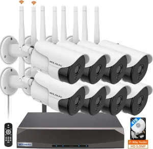【 90ft Super Night Vision & Dual Antenna Enhanced】 2-Way Audio Outdoor Wireless Security Camera System, WiFi Video Surveillance, Home Security Cameras