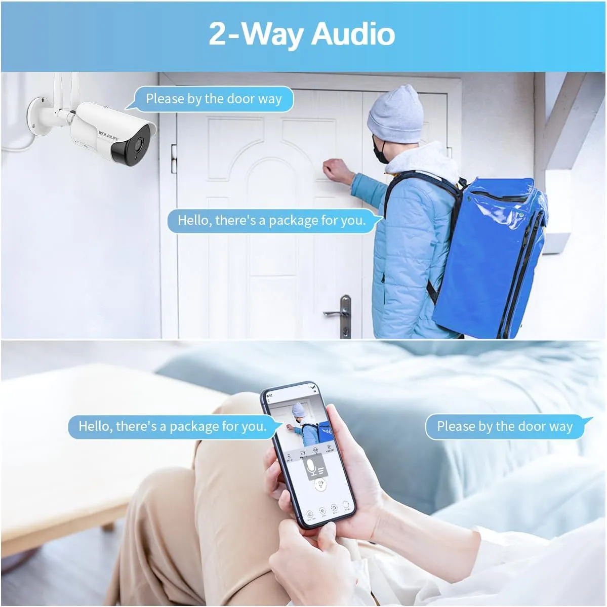 【 90ft Super Night Vision & Dual Antenna Enhanced】 2-Way Audio Outdoor Wireless Security Camera System, WiFi Video Surveillance, Home Security Cameras