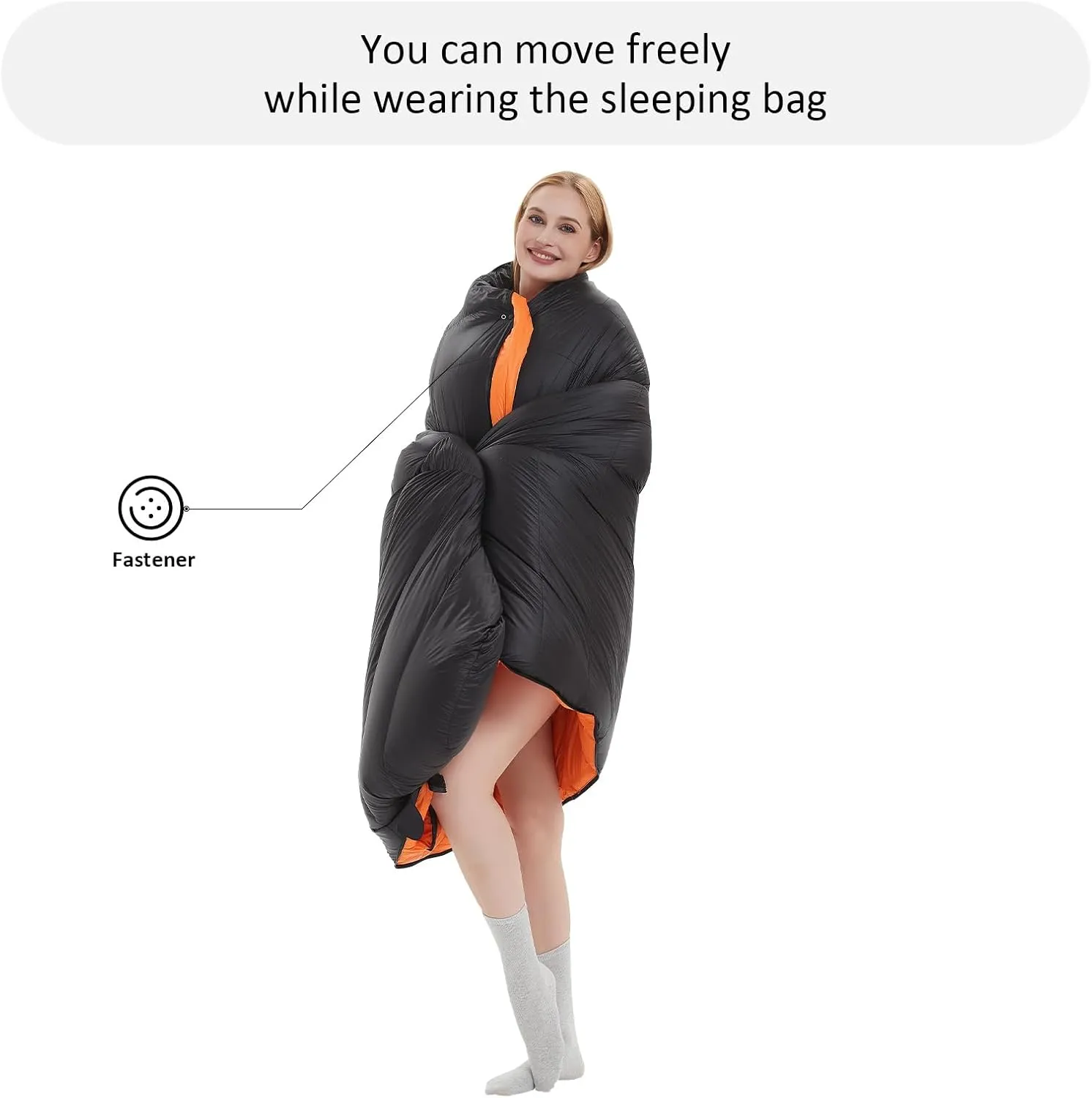 0-20 Degrees F Down Sleeping Bag for Adults - 4 Season Envelope With Arm Holes, Wearable for Backpacking Camping - Ultralight, Compact, Move Freely While Wearing