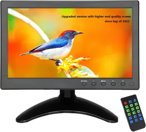 10 inch Portable HDMI Monitor Mini VGA Monitor Screen for PC/Camera/TV/Raspberry PI/Gaming; 1024x600 Pixel Support 1920x1080P Resolution; with Dual Speakers and USB Port