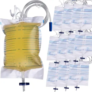 10 Packs Urinary Drainage Bags, Drain Bags with Anti-Reflux Valve, Large Volume 2000mL Urine Bag with Easy Drain Switch, Urinary Bags for Health Aids