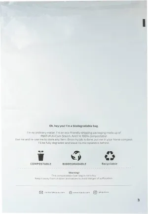 100% Compostable & Biodegradable Clear Poly Bags – Kipulu™ Eco Friendly Solution to Reduce Waste (15 x 20-100 unit)