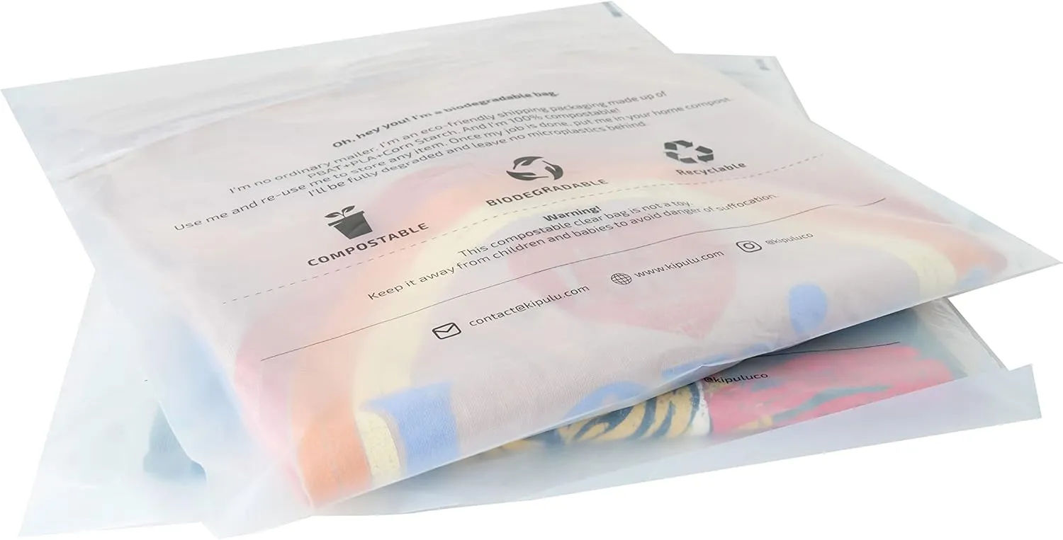100% Compostable & Biodegradable Clear Poly Bags – Kipulu™ Eco Friendly Solution to Reduce Waste (15 x 20-100 unit)