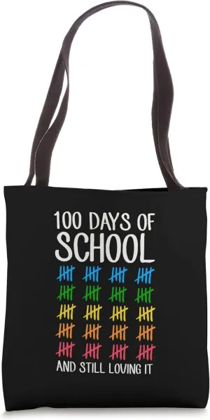 100 Days Of School And Still Loving It Tally Marks Rainbow Tote Bag