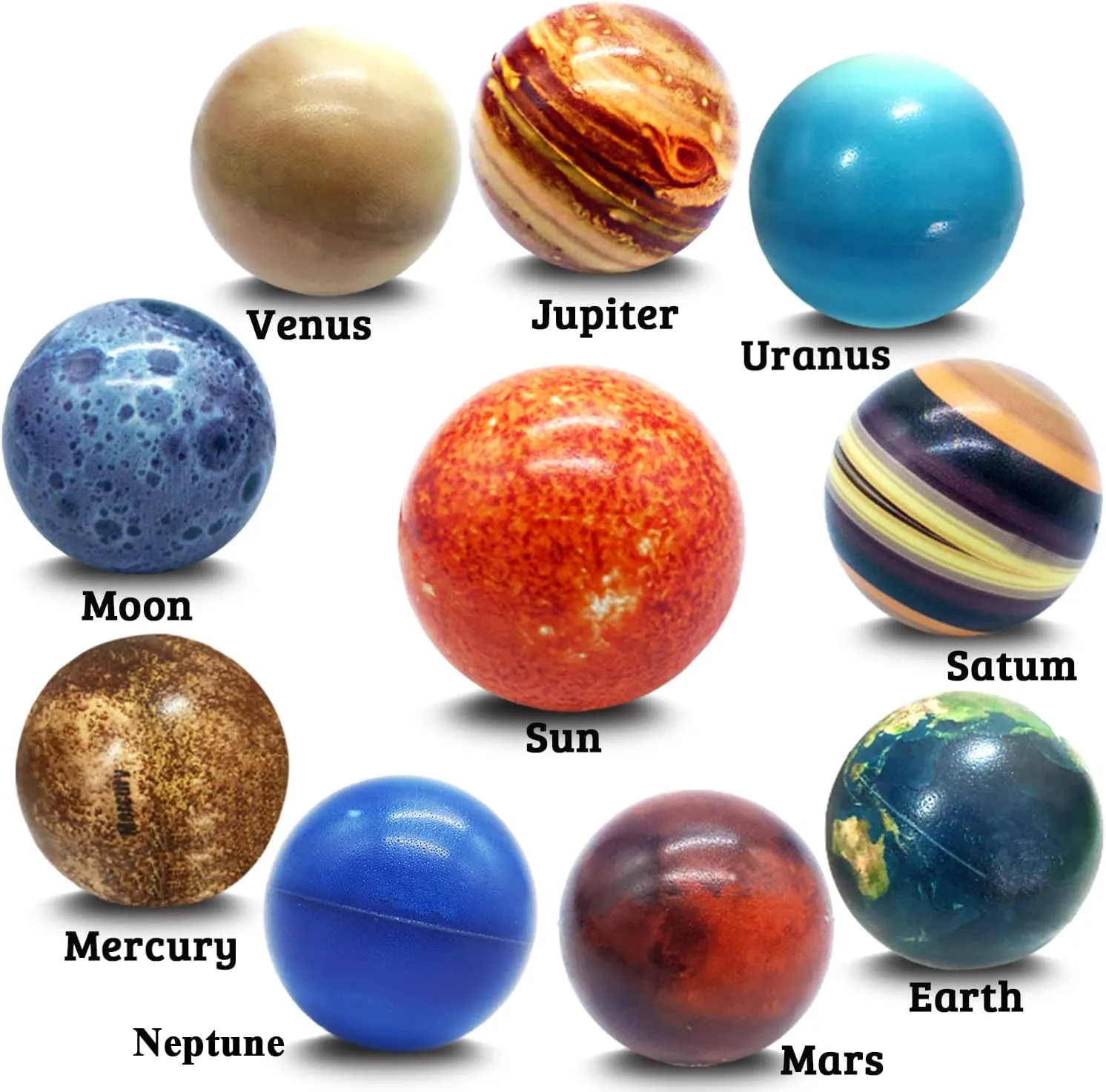 10PCS Solar System Planet Stress Balls,Stress Relief Planets Balls Educational Toys,Anti Stress Solar Educational Balls for Adults,Kids Early Study,Party Game,Birthday Gifts