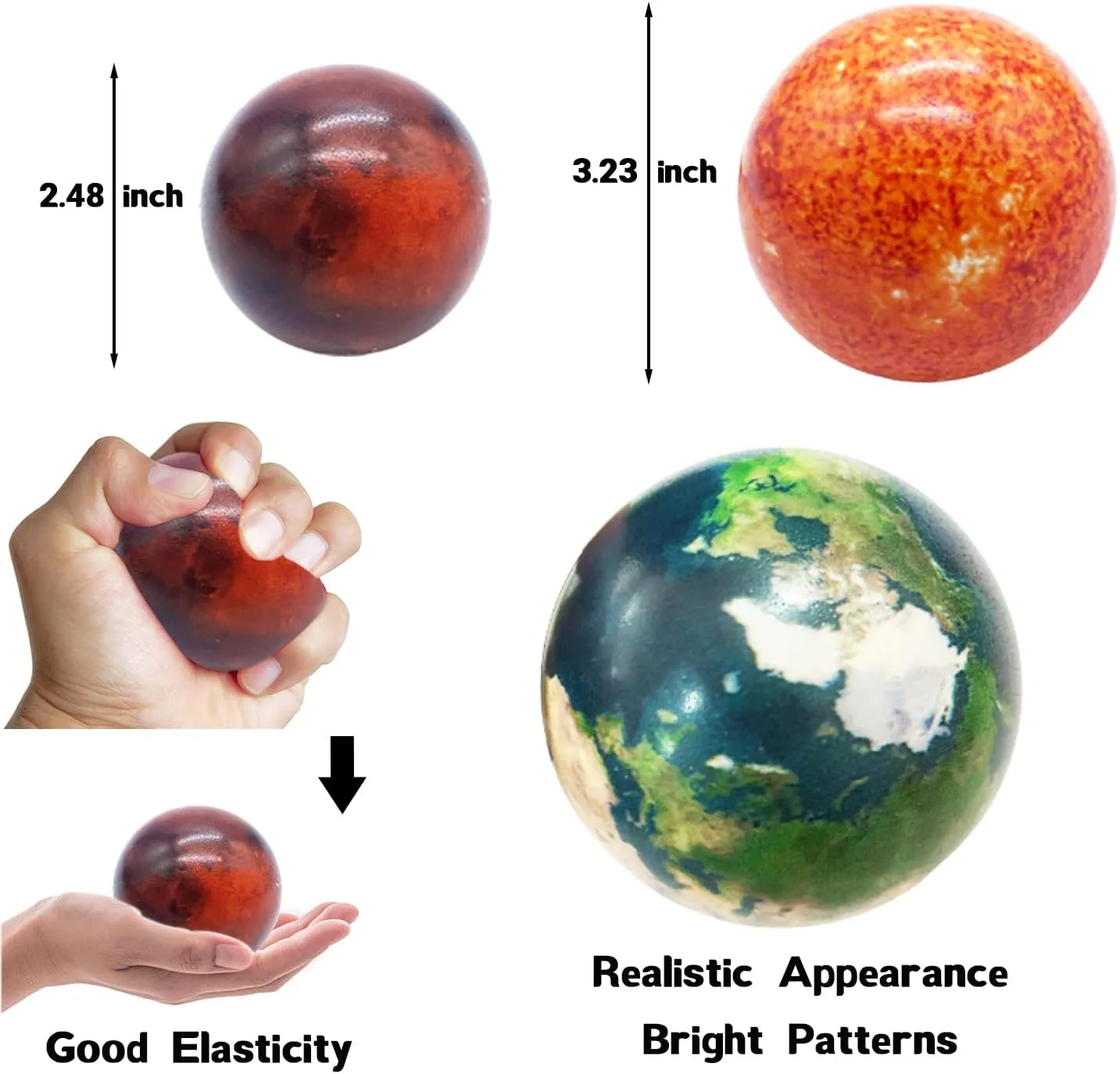 10PCS Solar System Planet Stress Balls,Stress Relief Planets Balls Educational Toys,Anti Stress Solar Educational Balls for Adults,Kids Early Study,Party Game,Birthday Gifts