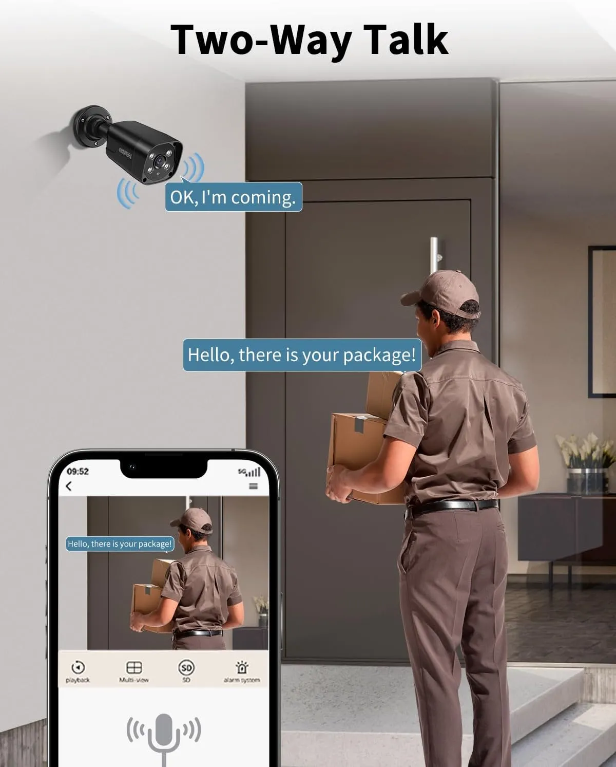 《130° Wide Angle & 2-Way Audio》Outdoor Wired Security Camera System, Black 8.0MP IP Cameras,Home Video Surveillance