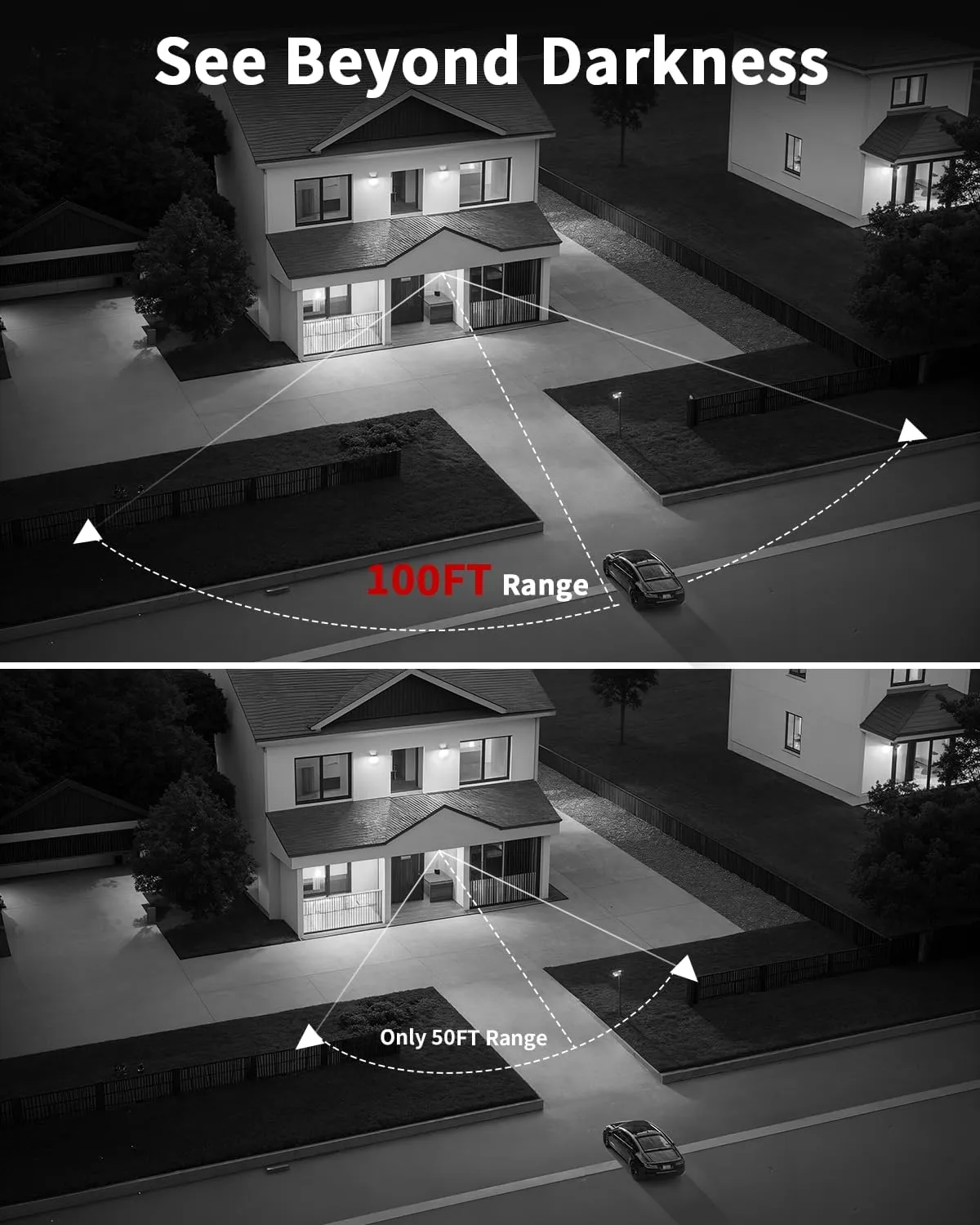《130°Wide Angle & 2-Way Audio》Outdoor Security Camera System, IP Wired Cameras, 4K Video Surveillance