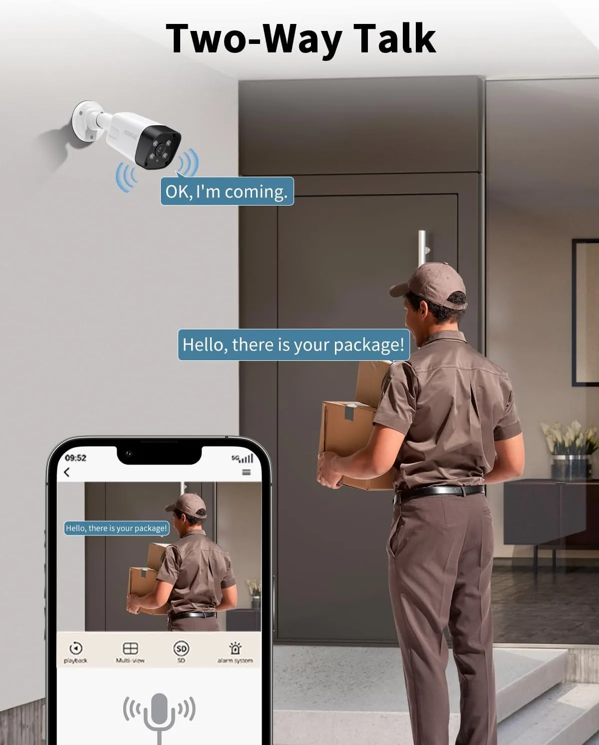 《130°Wide Angle & 2-Way Audio》Outdoor Security Camera System, IP Wired Cameras, 4K Video Surveillance