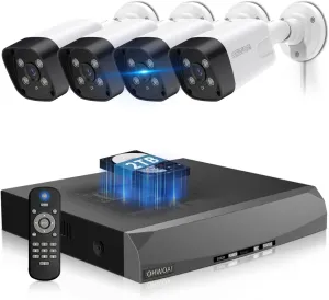 《130°Wide Angle & 2-Way Audio》Outdoor Security Camera System, IP Wired Cameras, 4K Video Surveillance