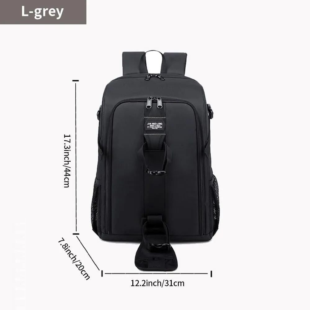 17.3" Waterproof DSLR Camera Backpack - Large Capacity Photography Bag for Travel, Lightweight Design with 16" Laptop Sleeve & Tripod Mounts (Black-Gray)