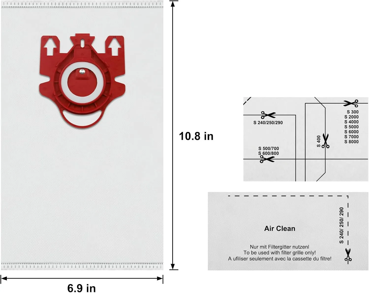 18 Pack FJM Vacuum Bags Compatible with Miele FJM Bags AirClean 3D Efficiency Vacuum Cleaner, Include 6 Pair Pre-Motor and Post-Motor Filters