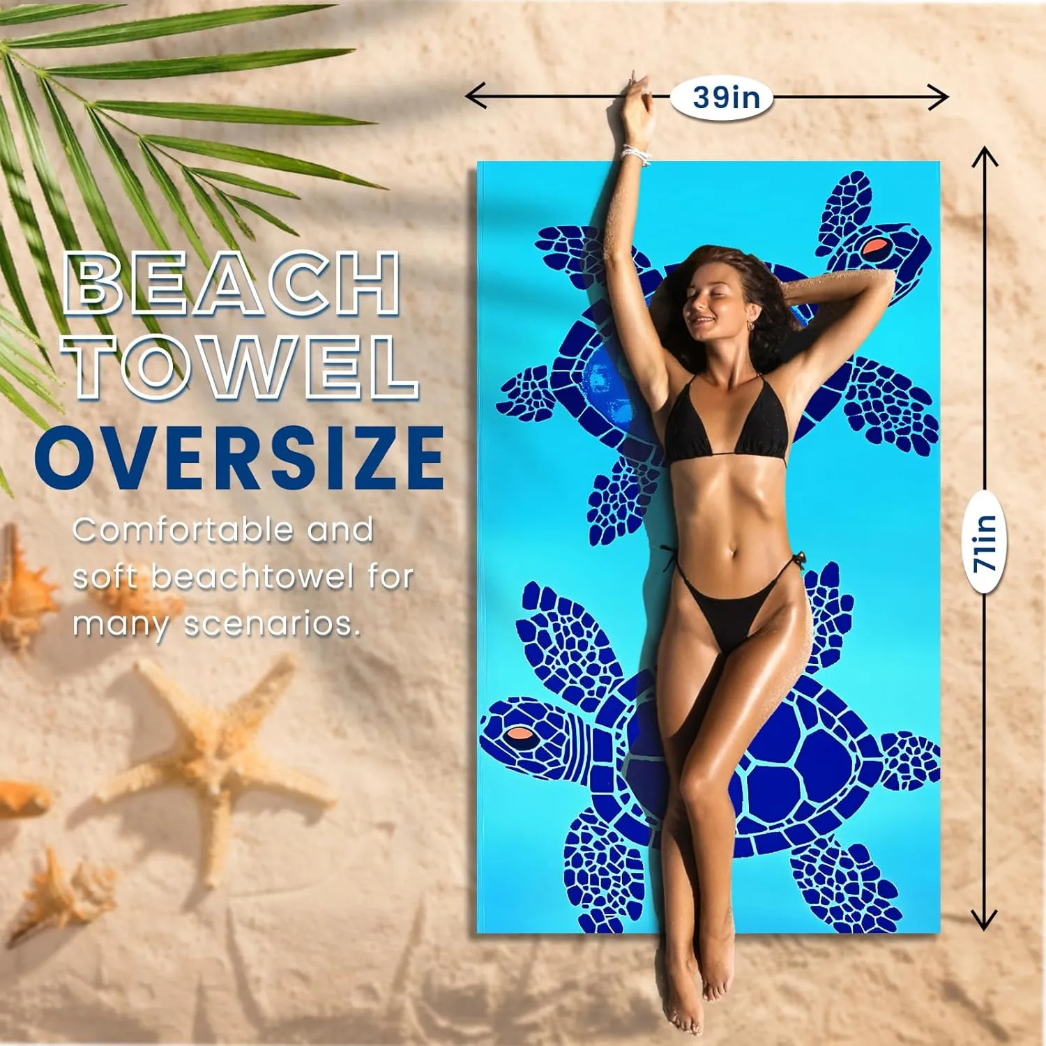 2 Pack Microfiber Beach Towel Oversized 71"x39" Sand Free Quick Dry Absorbent Lightweight Thin , Extra Large Towels for Travel Swimming Pool Yoga Camping Beach Accessories Vacation Essentials Gift