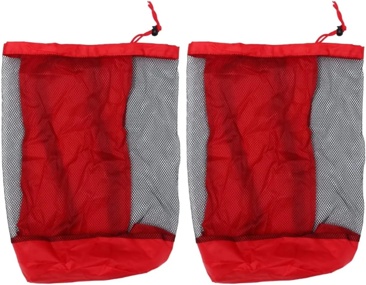 2 Pcs Large Mesh Beach Toy Bag Toddler's Beach Bag Mesh for Toys Snacks Books Comfortable Shoulder Strap