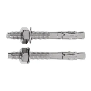 2 Piece M10 x 90mm Stainless Steel Rock Climbing Expansion Anchor Bolts Nuts, Silver