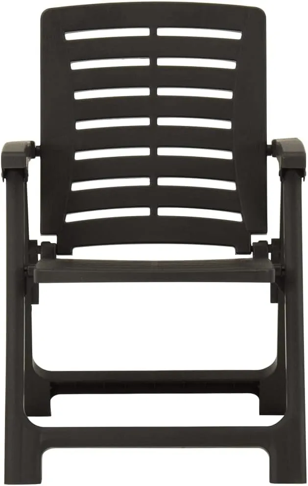 2-Piece Plastic Patio Chairs Set Anthracite Outdoor Furniture for Garden, Poolside, Backyard and Camping, Lightweight Durable Lounge Chairs with Easy Maintenance