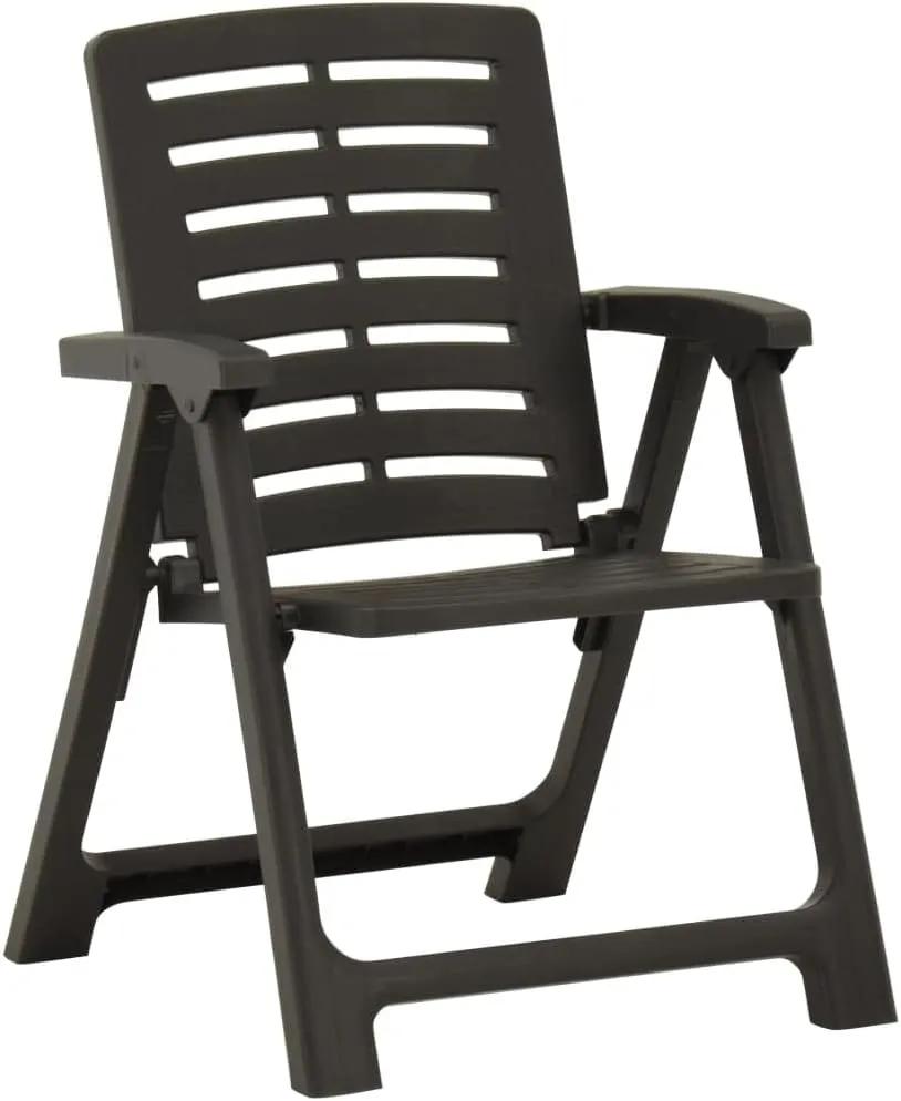 2-Piece Plastic Patio Chairs Set Anthracite Outdoor Furniture for Garden, Poolside, Backyard and Camping, Lightweight Durable Lounge Chairs with Easy Maintenance