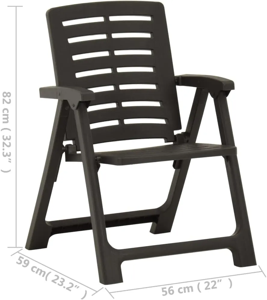2-Piece Plastic Patio Chairs Set Anthracite Outdoor Furniture for Garden, Poolside, Backyard and Camping, Lightweight Durable Lounge Chairs with Easy Maintenance