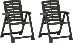 2-Piece Plastic Patio Chairs Set Anthracite Outdoor Furniture for Garden, Poolside, Backyard and Camping, Lightweight Durable Lounge Chairs with Easy Maintenance