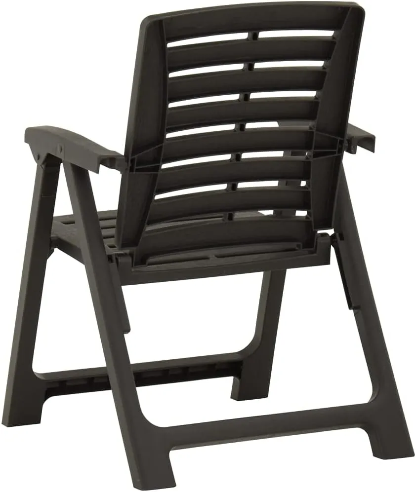 2-Piece Plastic Patio Chairs Set Anthracite Outdoor Furniture for Garden, Poolside, Backyard and Camping, Lightweight Durable Lounge Chairs with Easy Maintenance
