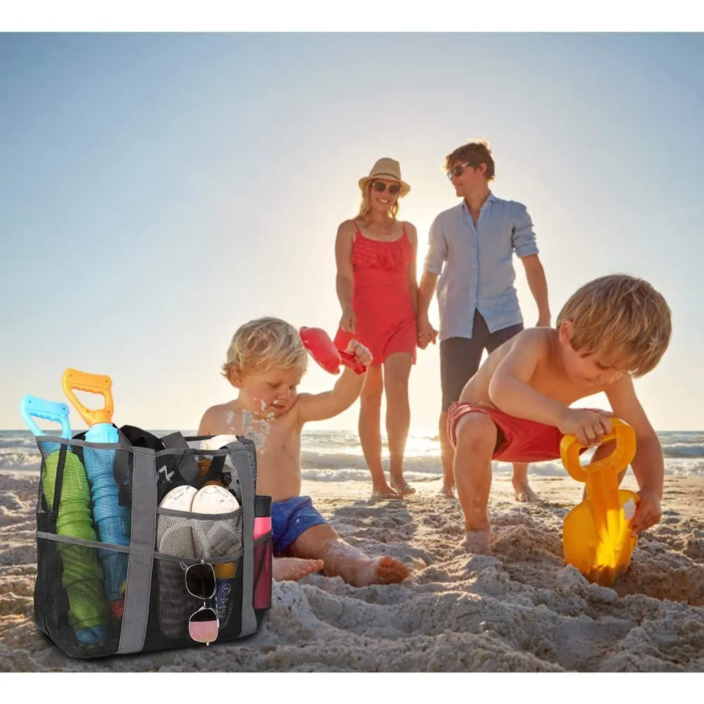 2024 NEW Extra Large Mesh Beach Bags and Totes  Large Capacity Storage 30L/150lbs Durable Toy Tote Bag with Extra 8 Pockets&amp; Ins