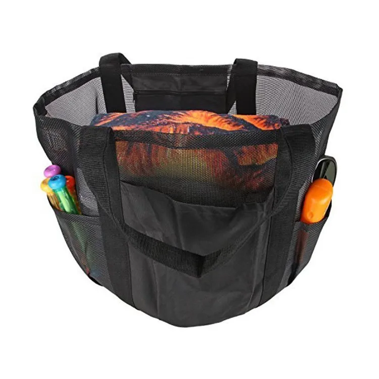 2024 NEW Extra Large Mesh Beach Bags and Totes  Large Capacity Storage 30L/150lbs Durable Toy Tote Bag with Extra 8 Pockets&amp; Ins
