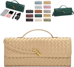 2025 Handbag for Women, Fashion Evening Shoulder Bag, Woven Crossbody Bag, PU Leather Handmade Clutch Purse