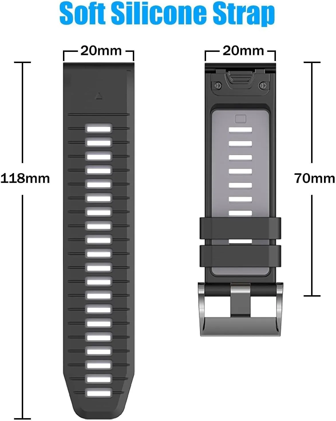 20mm Compatible with Garmin Fenix 7S 7S Pro 6S 6S Pro 5S 5S Plus Watch Band,Soft Silicone Straps for Approach S70 42mm/Instinct 2S/Descent Mk2s Smartwatch