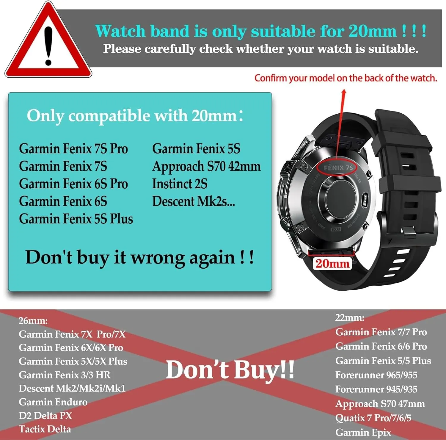 20mm Compatible with Garmin Fenix 7S 7S Pro 6S 6S Pro 5S 5S Plus Watch Band,Soft Silicone Straps for Approach S70 42mm/Instinct 2S/Descent Mk2s Smartwatch