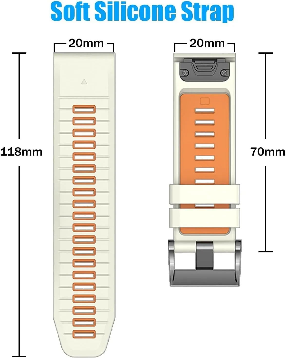 20mm Compatible with Garmin Fenix 7S 7S Pro 6S 6S Pro 5S 5S Plus Watch Band,Soft Silicone Straps for Approach S70 42mm/Instinct 2S/Descent Mk2s Smartwatch