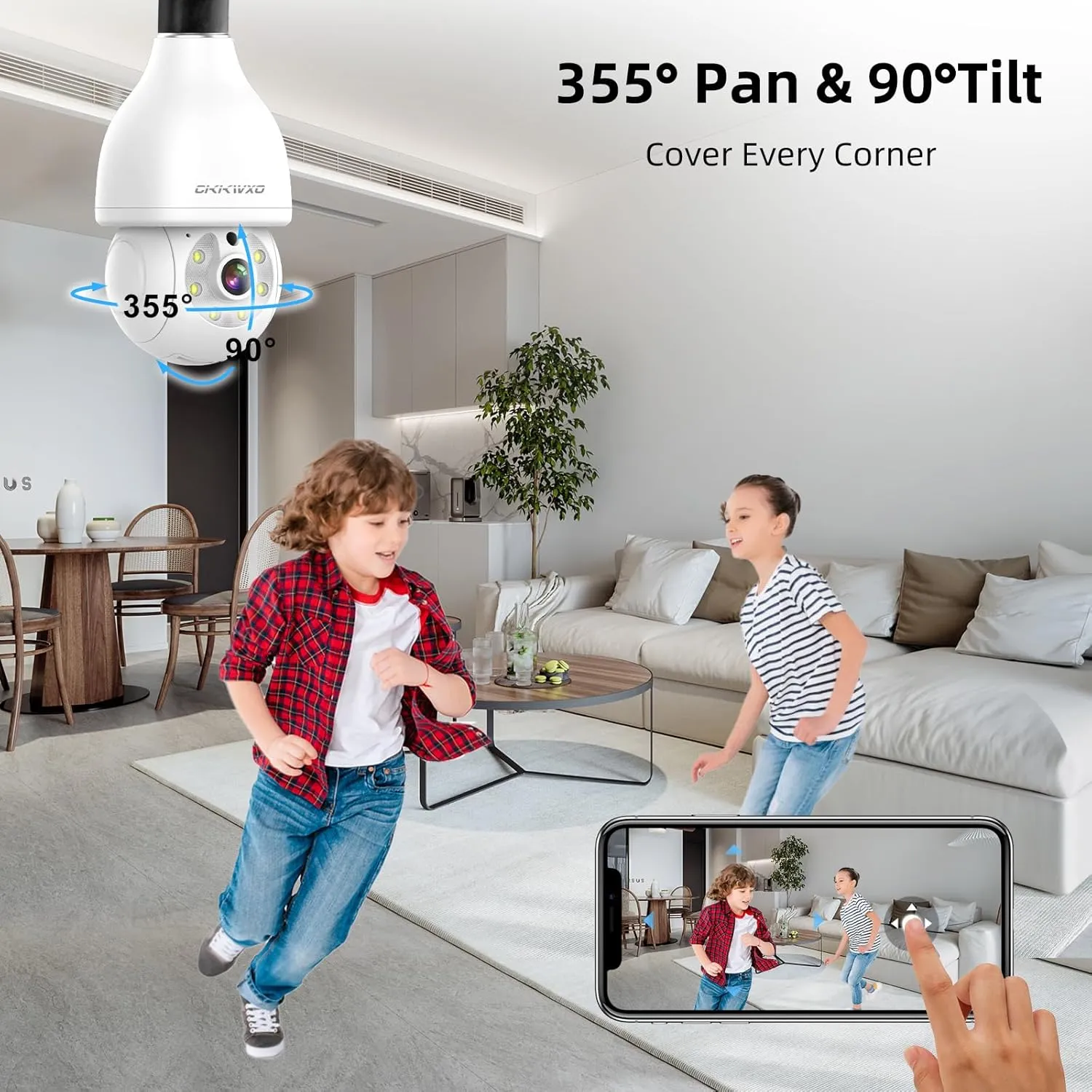 2.4&5G Dual Band Light Bulb Security Camera, 3MP Wireless Light Bulb Camera,Motion Detection,Two-Way Talk,24/7 Recording, with 32G SD Card (5 Days Local Video Storage)