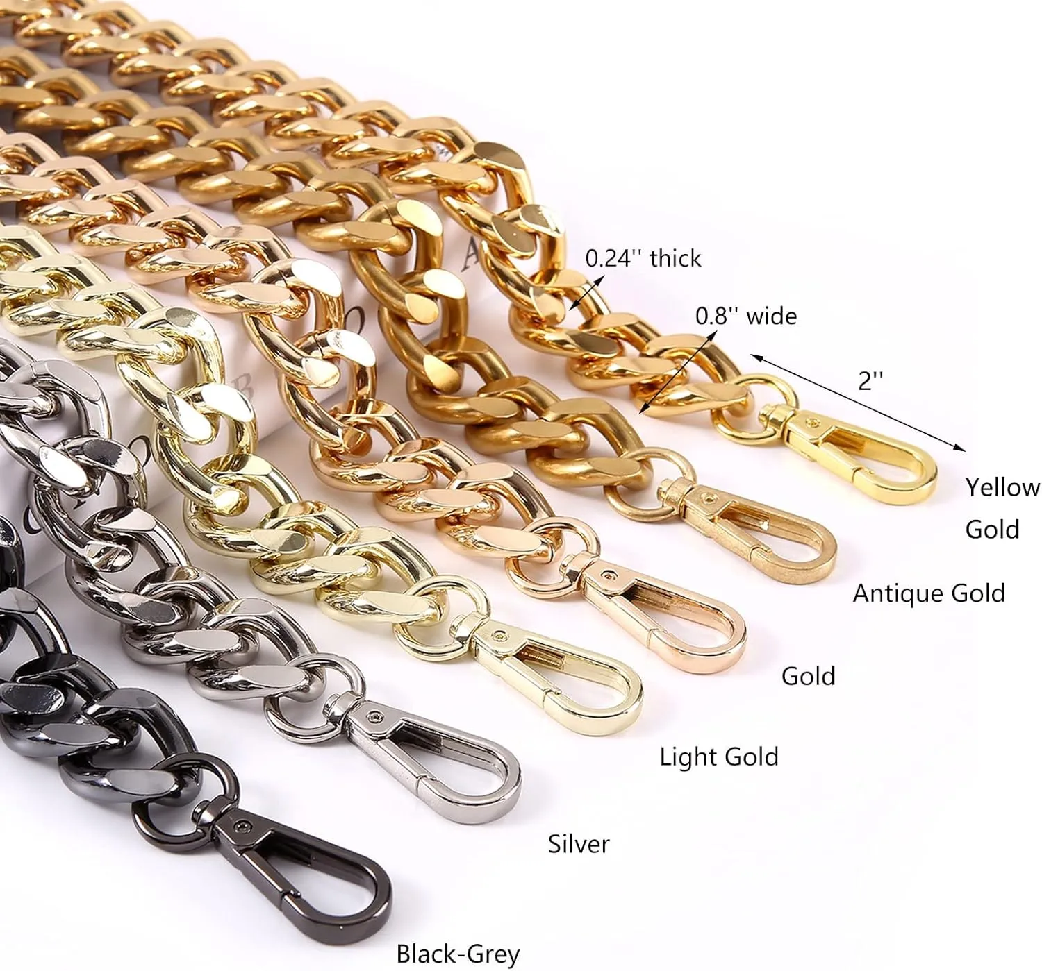 25 Inch Trendy Chunky Metal Chain Purse Handles Shoulder Strap Replacement for Handbag (Silver)