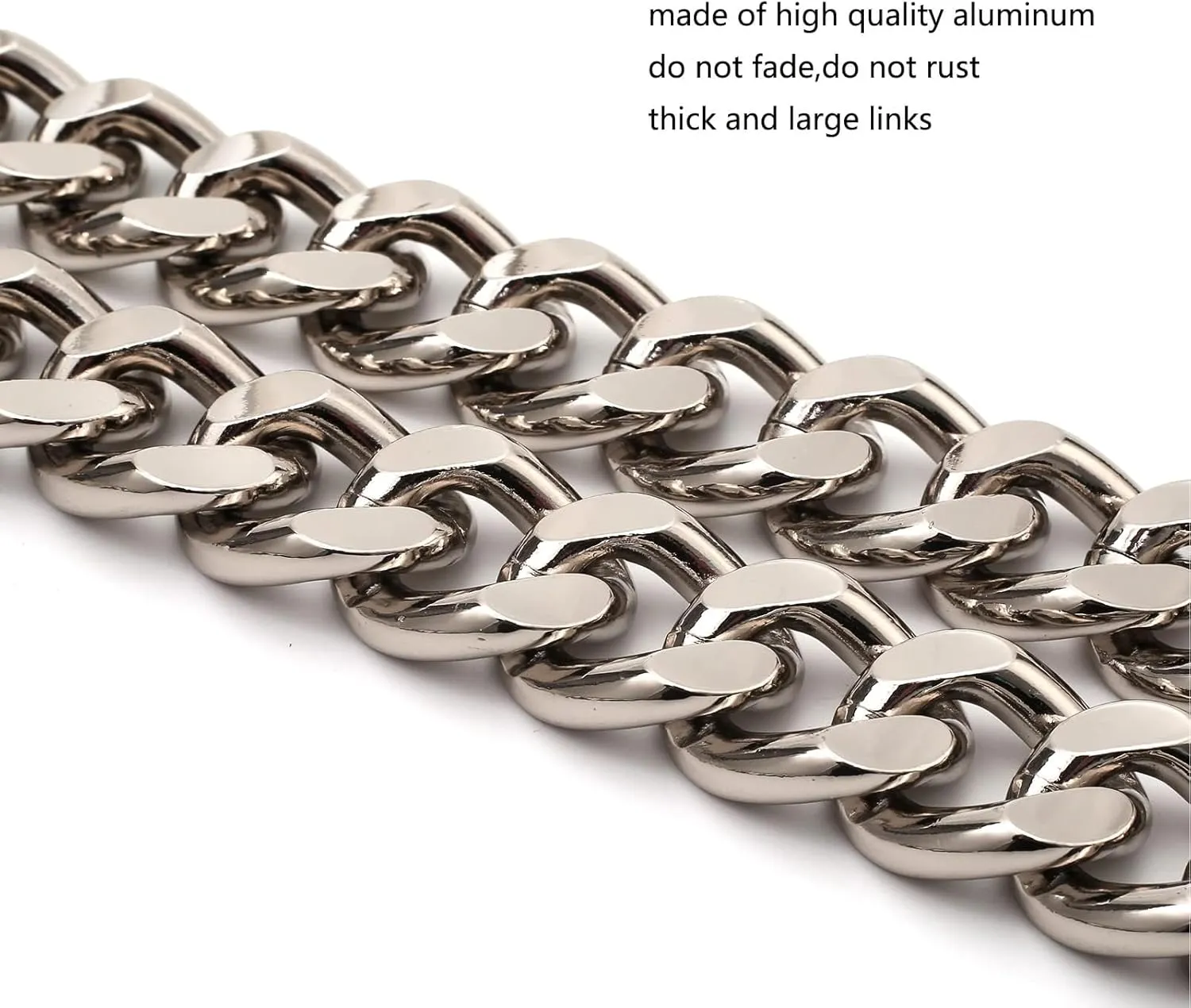 25 Inch Trendy Chunky Metal Chain Purse Handles Shoulder Strap Replacement for Handbag (Silver)
