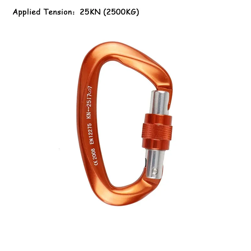 25KN Professional Climbing Carabiner - D-Shape Aviation Aluminum Safety Lock for Outdoor Climbing and Mountaineering