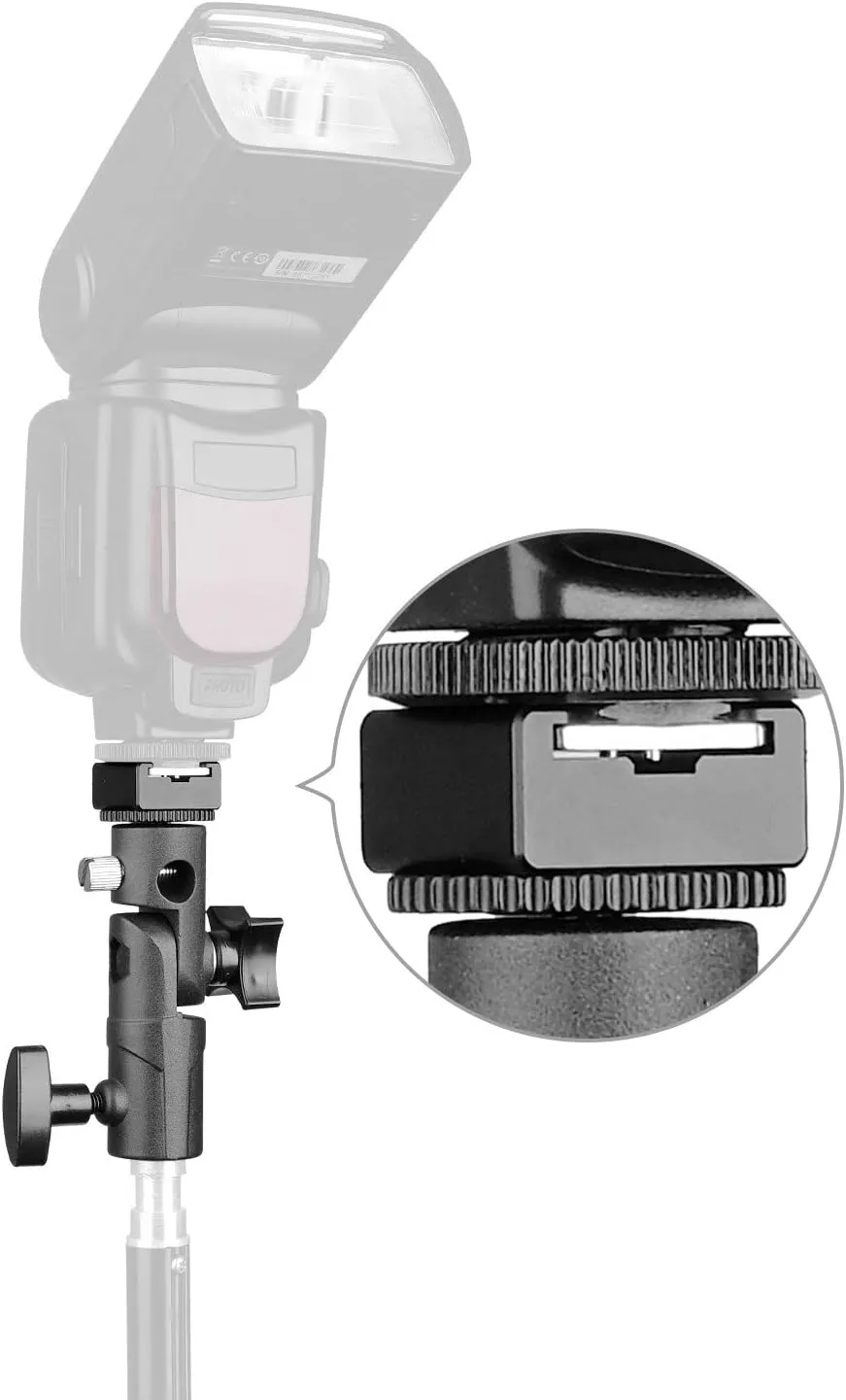 2Pack Updated Flash Bracket Flash Stand Light Stand Bracket Mount with Umbrella Holder Mount Swivel for Camera DSLR Nikon Canon Pentax Olympus and Other DSLR Flashes Speedlite Studio Light LED Light