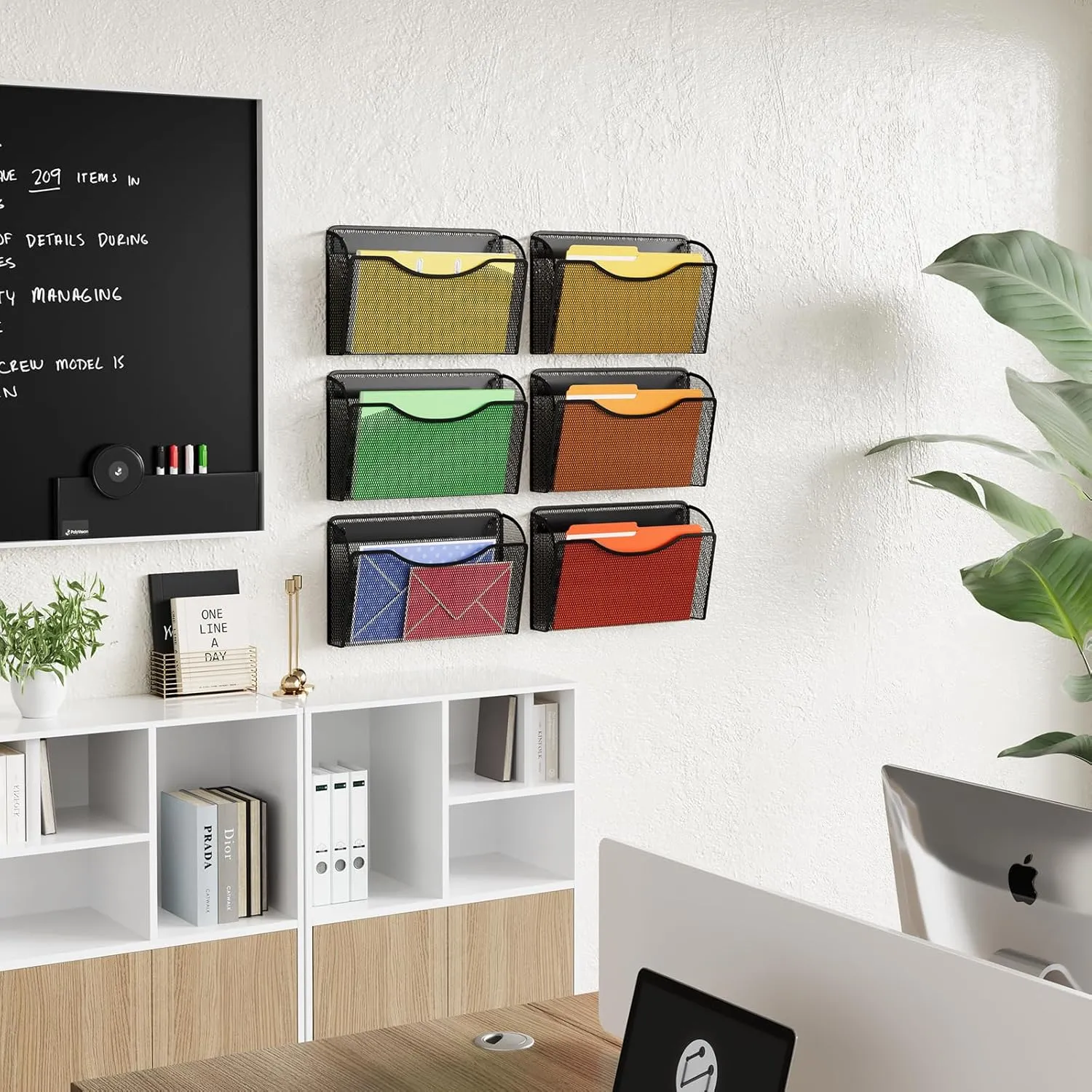 3 Pack Wall File Organizer, Vertical Mounted File Folder Binder Holder Hanging Basket Mail Organizer for Office, Home and School