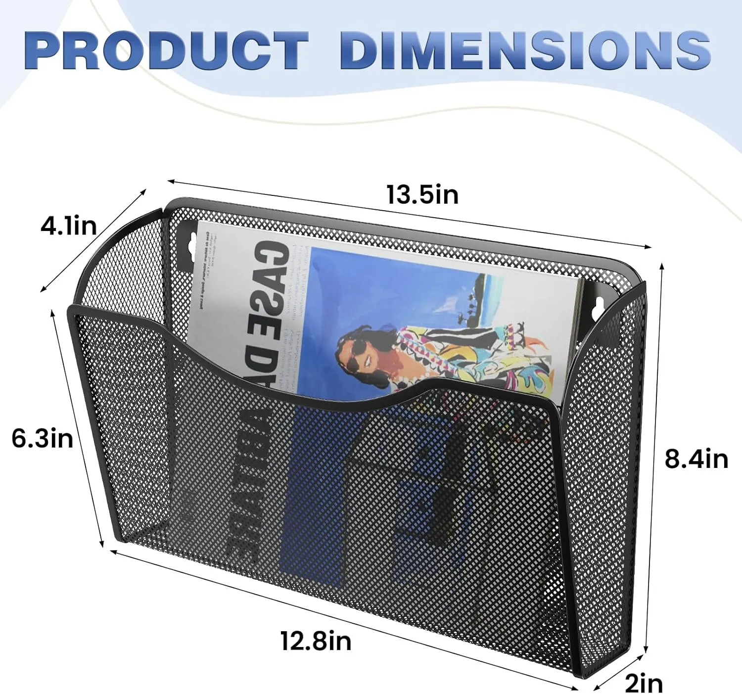 3 Pack Wall File Organizer, Vertical Mounted File Folder Binder Holder Hanging Basket Mail Organizer for Office, Home and School