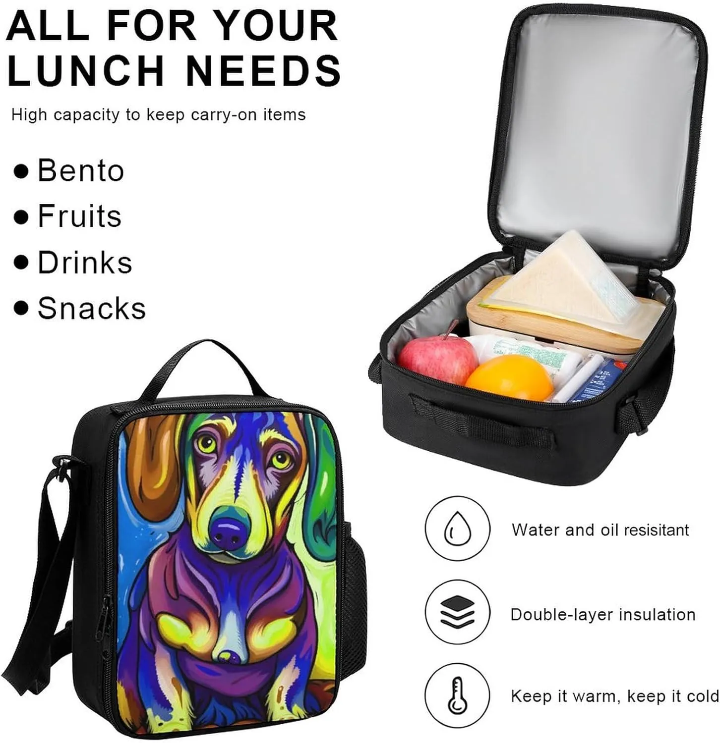 3 Piece Backpack Large Capacity Carry On Bag Backpack for Hiking Outdoors Running - Sausage Dog Dachshund Art, Adult, Travel Daypack
