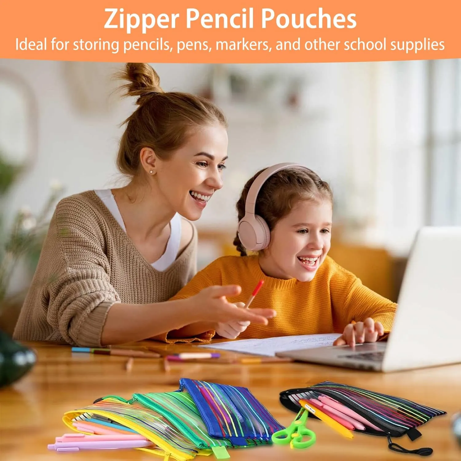 30 Pack 10 Colors Mesh Zipper Pouch Bags, Small Pouch Pencil Pouch Bulk, Cosmetics Makeup Bags Accessories Storage Bag, Home Organizing Office School Classroom Supplies