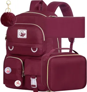 3PCS Laptop Backpack for Girls Women, 15.6" Cute Aesthetic Computer Water Resistant Anti Theft College School Bookbag with Lunch Box for Teens Students - Purple
