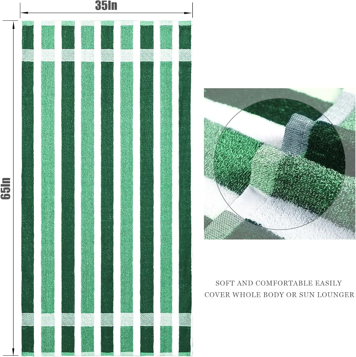 4 Packs Stripe Beach Towel Thin Terry Set for Women Men 60X30 Inch Extra Oversized Large Size Clearance Travel Camping Absorbent Towels Accessories Beach Essentials Blanket Adults Gift Green White