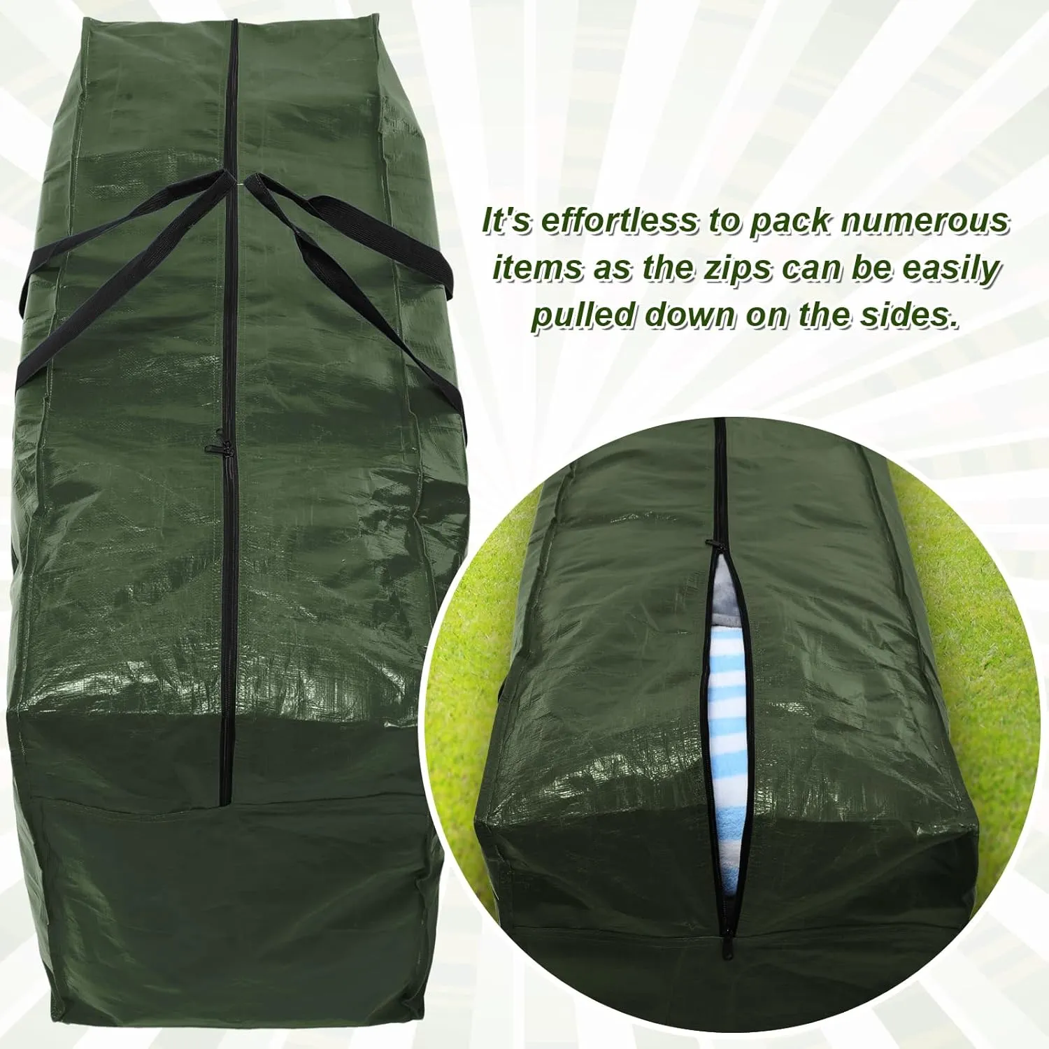 4 Pcs 66 Gallon Large Moving Bags with Zipper and Handles Foldable Storage Duffle Bags Heavy Duty Extra Large Totes for College Dorm Travel Clothes Blankets Bedding Moving(Green)