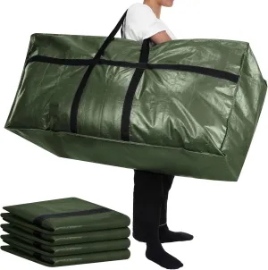 4 Pcs 66 Gallon Large Moving Bags with Zipper and Handles Foldable Storage Duffle Bags Heavy Duty Extra Large Totes for College Dorm Travel Clothes Blankets Bedding Moving(Green)