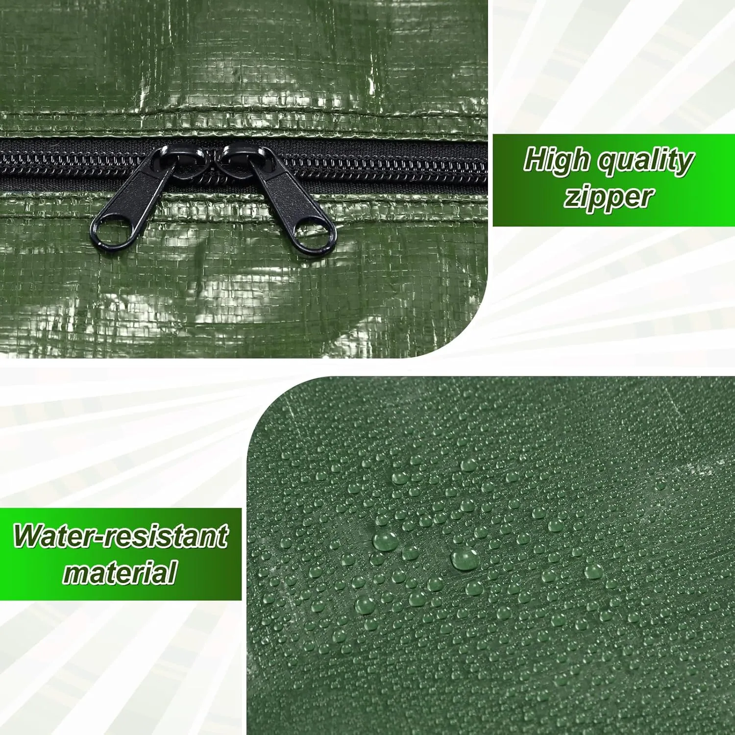 4 Pcs 66 Gallon Large Moving Bags with Zipper and Handles Foldable Storage Duffle Bags Heavy Duty Extra Large Totes for College Dorm Travel Clothes Blankets Bedding Moving(Green)