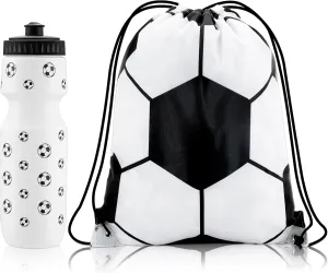 4 Pcs Soccer Party Favors Sports Drawstring Bag 24 oz Soccer Reusable Water Bottles Sports Water Bottle for Sporting Cycling Working Traveling Gym Outdoor