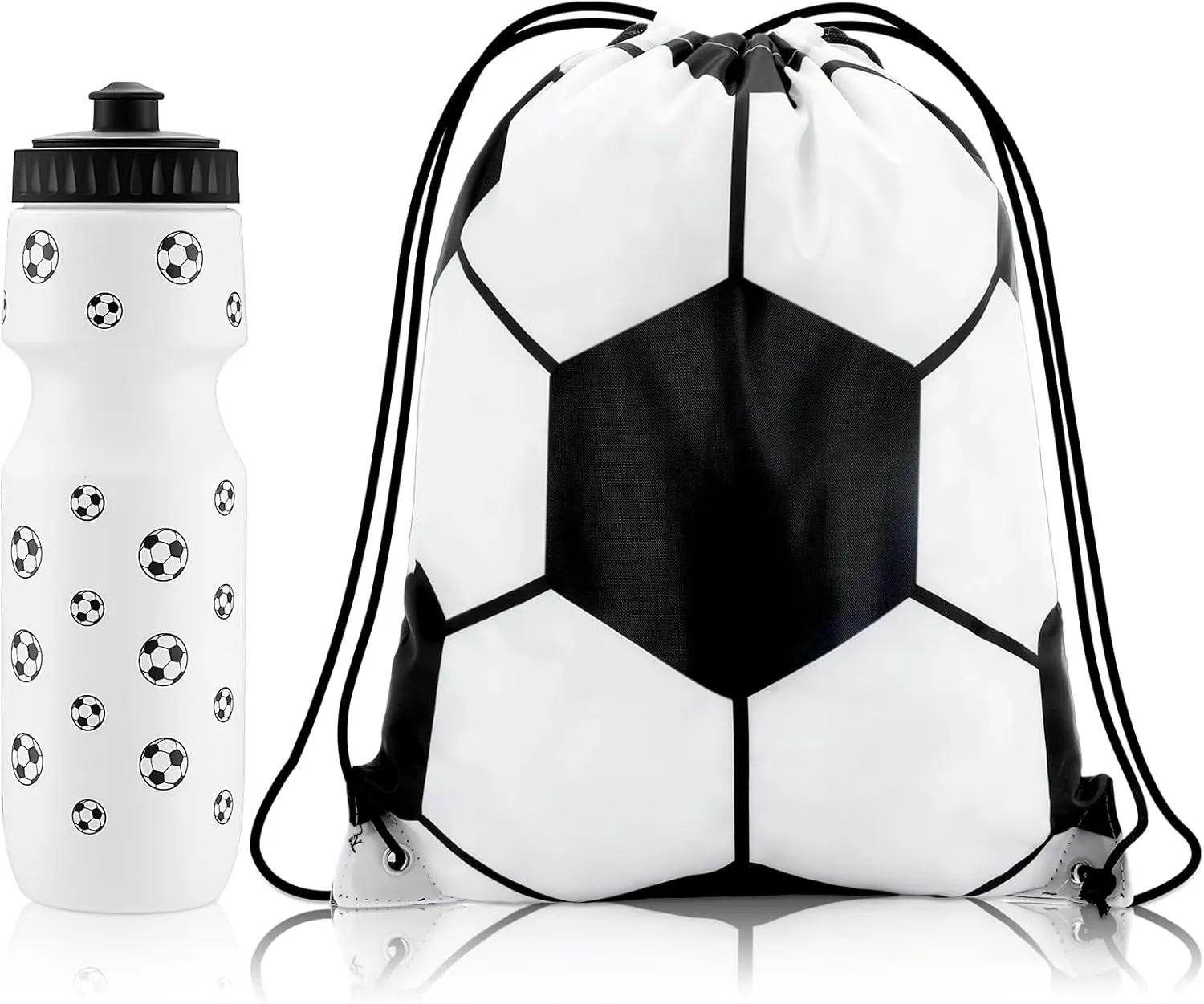 4 Pcs Soccer Party Favors Sports Drawstring Bag 24 oz Soccer Reusable Water Bottles Sports Water Bottle for Sporting Cycling Working Traveling Gym Outdoor