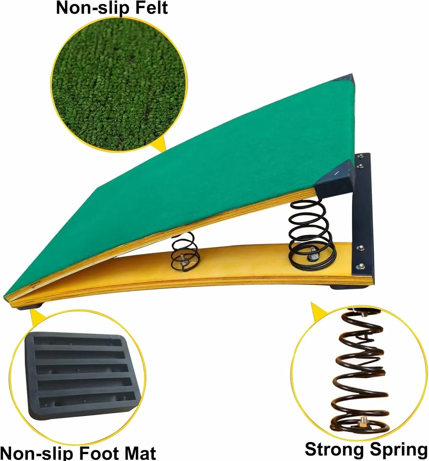 4 Springs Gymnastics Springboard for Kids Vaulting Training Fitness Playing, Portable Curved Spring Board, Hard Wood Practice Equipment, Elastic Board for Home Room Athletics Training