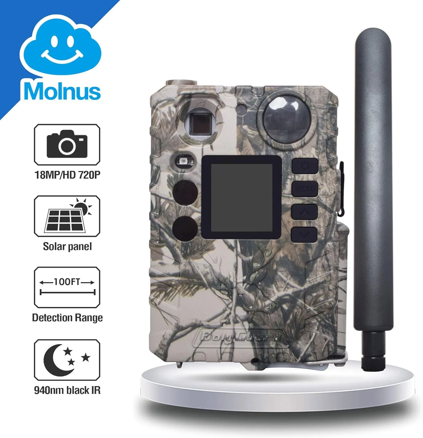 4G Wireless Trail Camera, 18MP 720P Hunting Game Camera 940nm Support Molnus Cloud Control and View by APP (Outdoor)