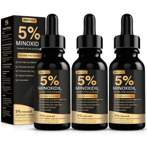 5% Minoxidil Hair Growth Serum Minoxidil Biotin for Hair Beard Growth Prevent Hair Loss for Thicker Longer Fuller Healthier Hair Men and Wome 3 Bottles of 2oz