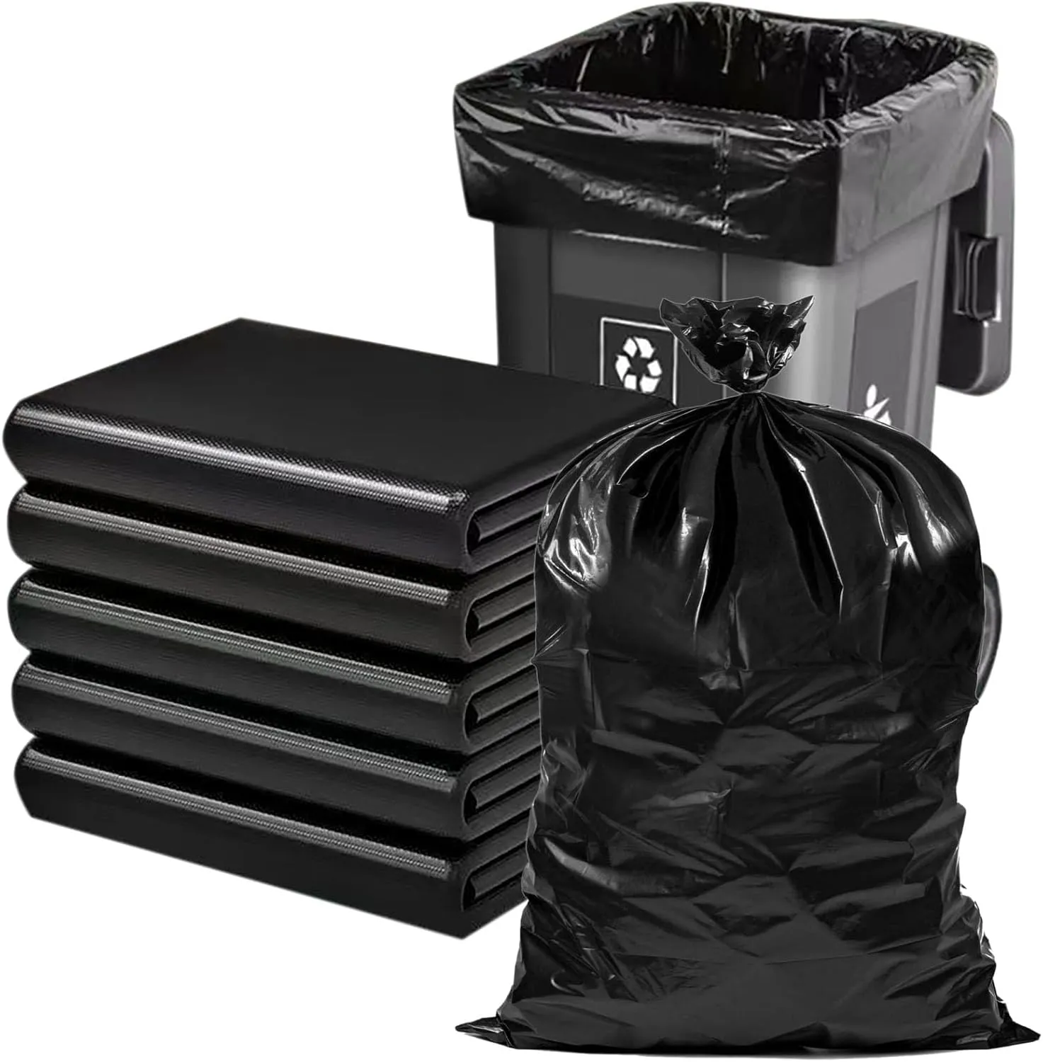 65 Gallon Trash Bags 1.8 Mil -50''x55'' Pack of 50 Thick Large Heavy Duty Multi-Use Garbage Bags Extra Large Strong Trash Can Liners for Office, Picnic,Kitchen, Bulk Bags (65 Gallon 50 Count)